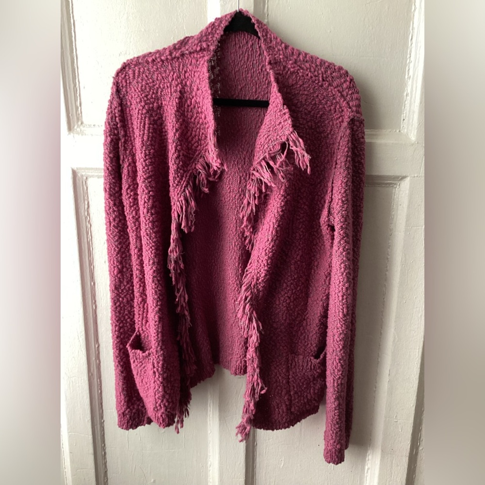 J. Peterman Pink Chunky Knit Cardigan